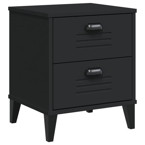Hove Wooden Bedside Cabinet With 2 Drawers In Black_2