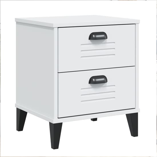 Hove Wooden Bedside Cabinet With 2 Drawers In White_2