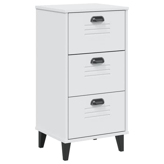 Hove Wooden Bedside Cabinet With 3 Drawer In White_2