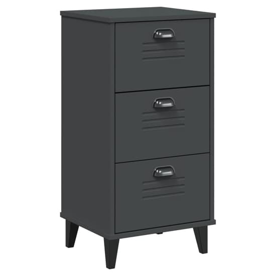 Hove Wooden Bedside Cabinet With 3 Drawers In Anthracite Grey_2