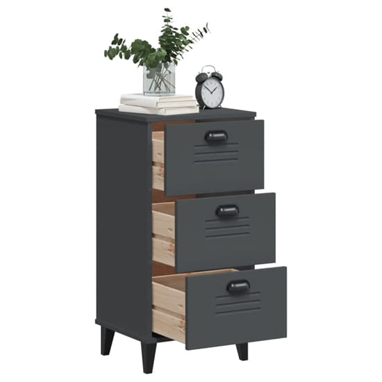 Hove Wooden Bedside Cabinet With 3 Drawers In Anthracite Grey_3