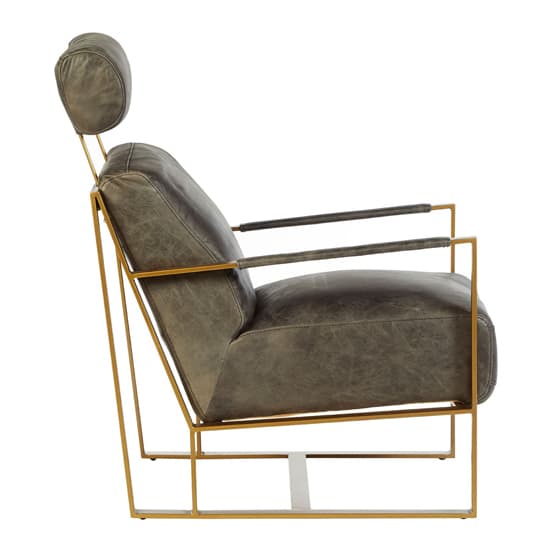Hoxman Faux Leather Lounge Chair In Ebony With Gold Legs_3