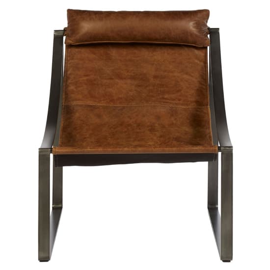 Hoxman Faux Leather Sling Design Accent Chair In Light Brown_2