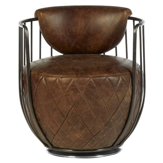 Hoxman Faux Leather Swivel Accent Chair In Brown_2