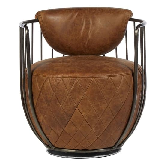 Hoxman Faux Leather Swivel Accent Chair In Light Brown_2
