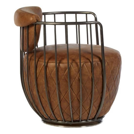 Hoxman Faux Leather Swivel Accent Chair In Light Brown_3