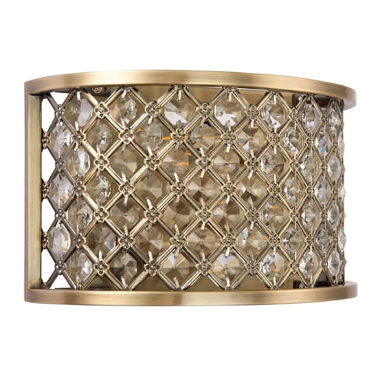 Hudson 2 Lights Clear Crystal Wall Light In Antique Brass_2