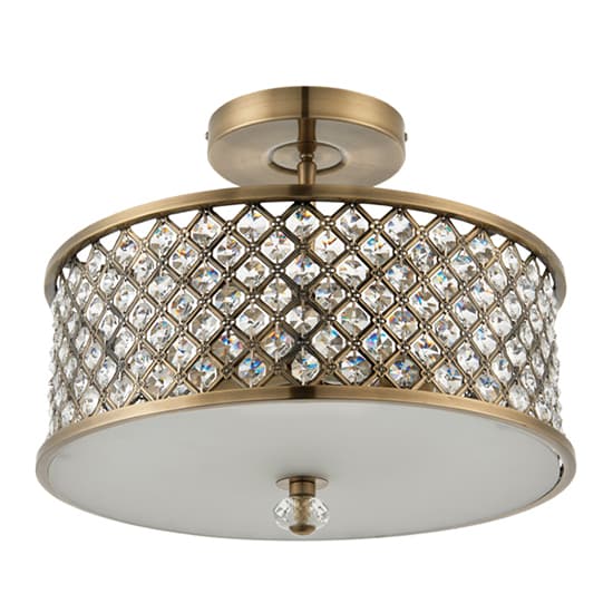 Hudson 3 Lights Semi Flush Ceiling Light In Antique Brass_2