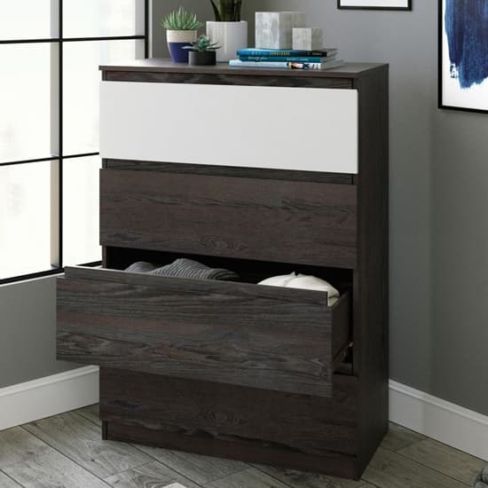 Hudson Wooden Chest Of 4 Drawers In Charcoal Ash And Pearl Oak_2