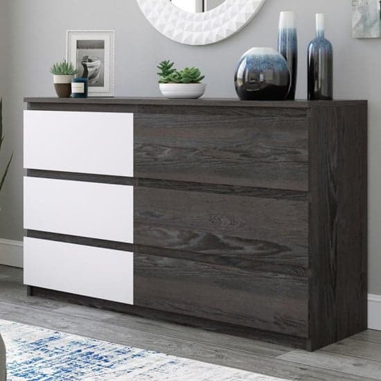 Hudson Wooden Chest Of 6 Drawers In Charcoal Ash And Pearl Oak_1
