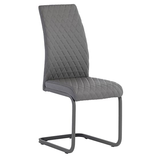 Huskon Grey Faux Leather Dining Chairs In Pair_2