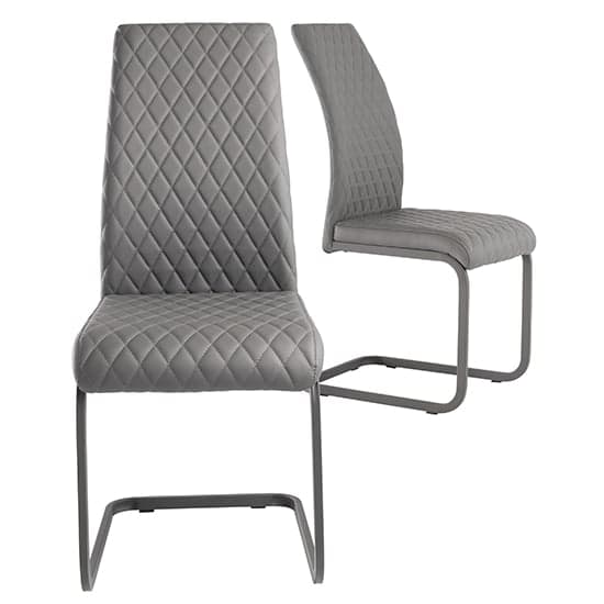 Huskon Grey Faux Leather Dining Chairs In Pair_1