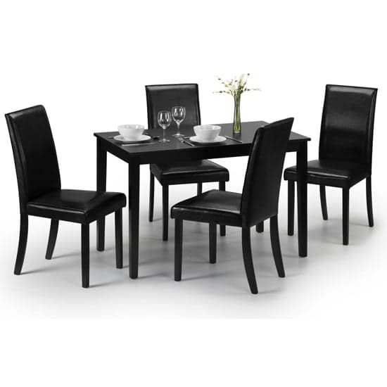 Haneul Wooden Dining Table In Lacquered Black_2