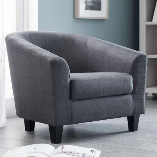 Haddie Linen Fabric Tub Chair In Slate Grey_1