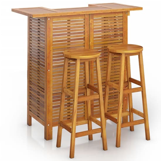 Hugo Solid Wood Garden Bar Table And Bar Stools With Round Seat