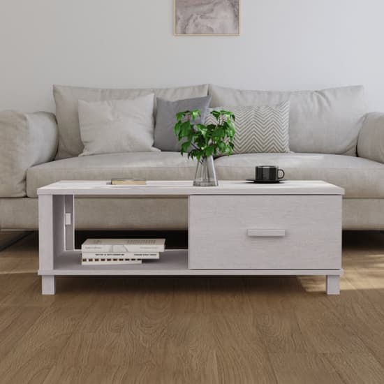 Hull Wooden Coffee Table With 1 Drawer In White Furniture in Fashion