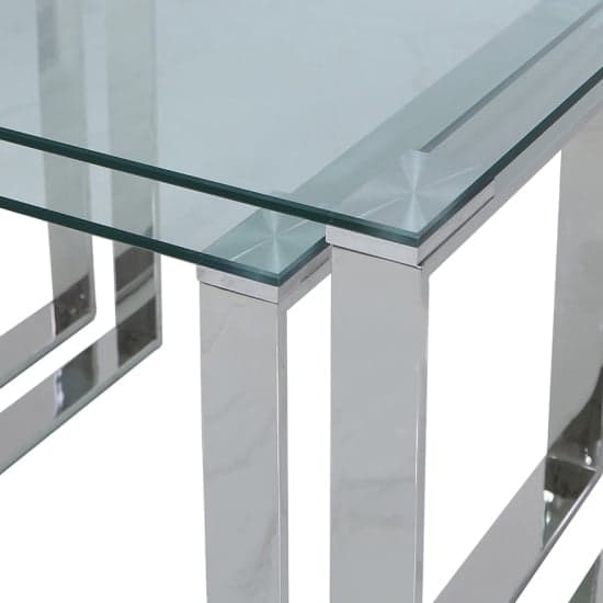Huron Clear Glass Set Of 3 Coffee Tables In Shiny Chrome Frame_3