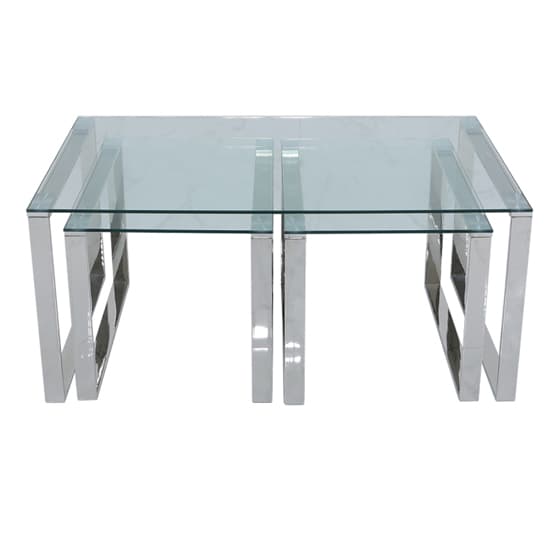 Huron Clear Glass Set Of 3 Coffee Tables In Shiny Chrome Frame_5