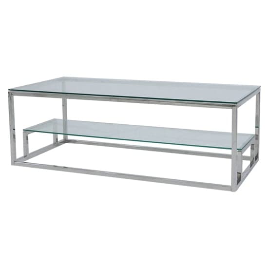 Huron Clear Glass Top Coffee Table With Shiny Chrome Frame_2