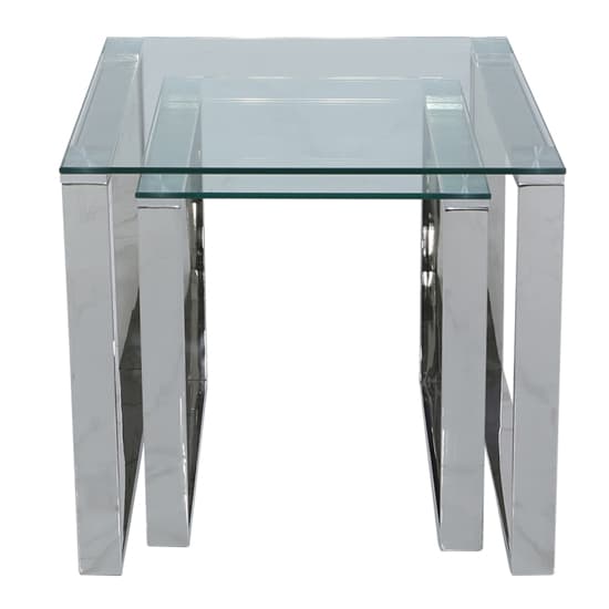 Huron Clear Glass Top Nest Of 2 Table With Shiny Chrome Frame_3