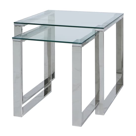 Huron Clear Glass Top Nest Of 2 Table With Shiny Chrome Frame_4