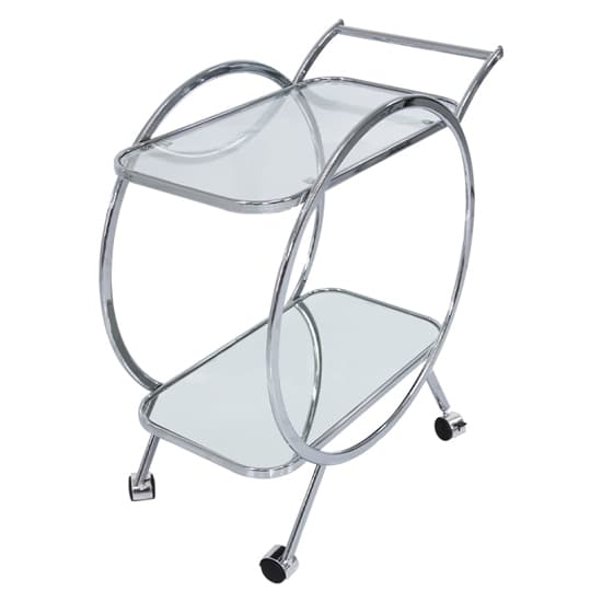 Huron Drinks Trolley With Clear Glass Shelves In Shiny Chrome_3