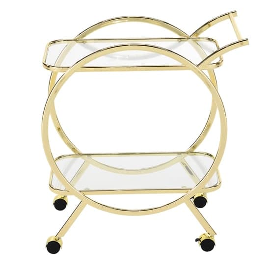Huron Drinks Trolley With Clear Glass Shelves In Shiny Gold_2