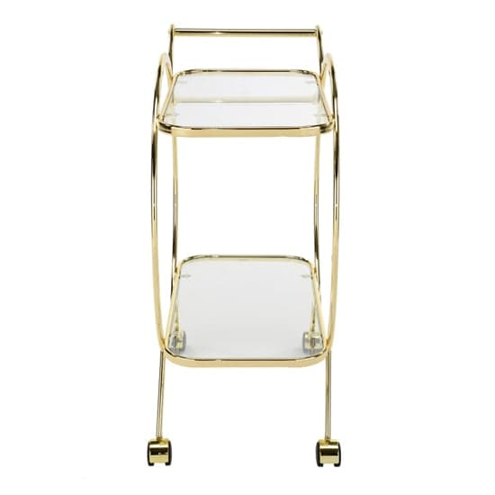 Huron Drinks Trolley With Clear Glass Shelves In Shiny Gold_3