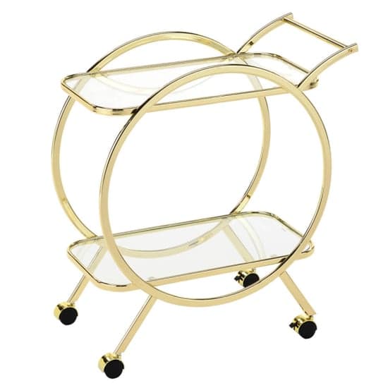 Huron Drinks Trolley With Clear Glass Shelves In Shiny Gold_1