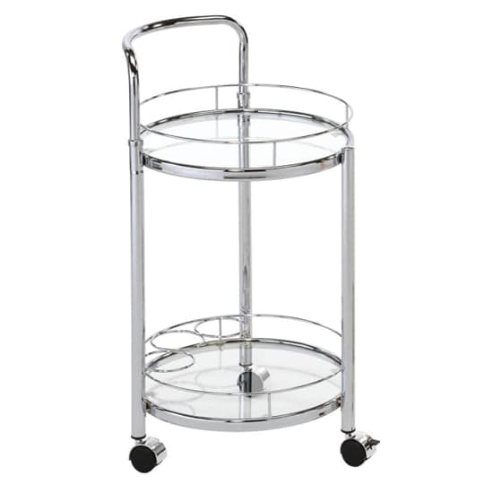 Huron Drinks Trolley Round With Glass Shelves In Shiny Chrome_2