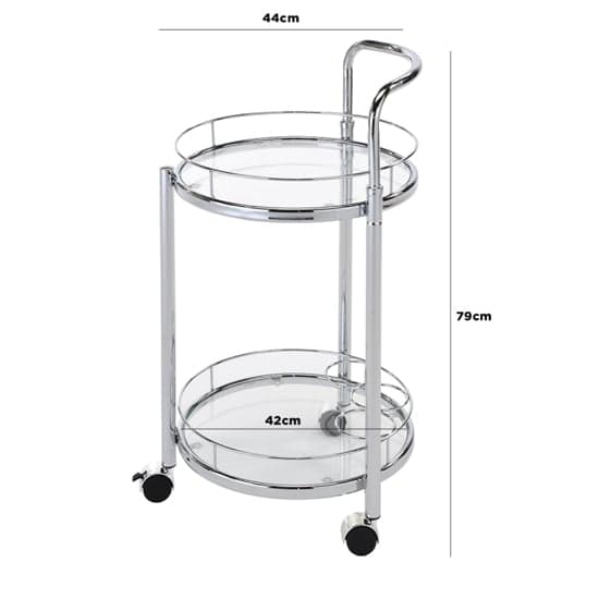 Huron Drinks Trolley Round With Glass Shelves In Shiny Chrome_3