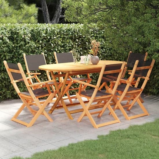 Huron Wooden 7 Piece Outdoor Dining Set In Natural And Black_1