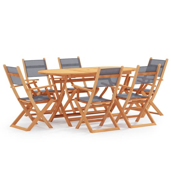 Huron Wooden 7 Piece Outdoor Dining Set In Natural And Grey_2