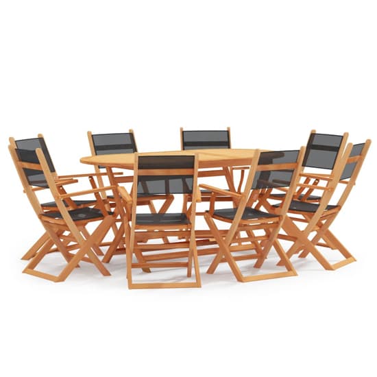Huron Wooden 9 Piece Outdoor Dining Set In Natural And Black_2