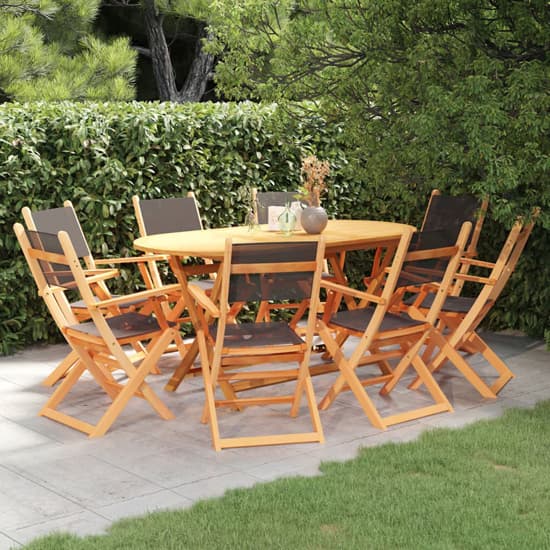 Huron Wooden 9 Piece Outdoor Dining Set In Natural And Black_1