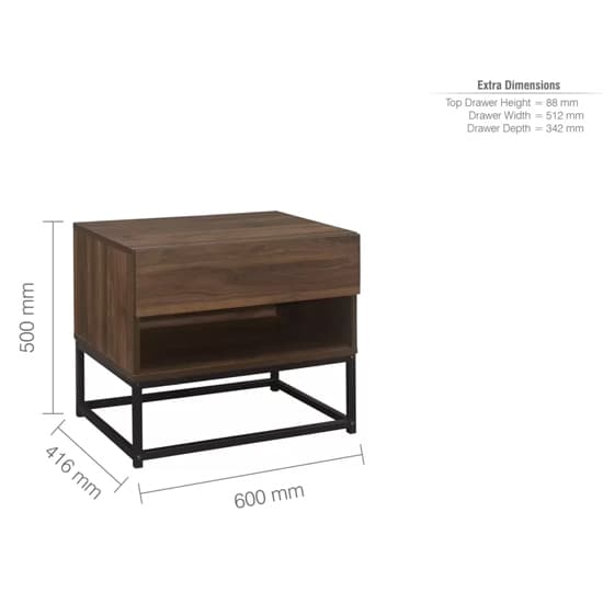 Huston Wooden Bedside Cabinet With 1 Drawer In Walnut_6