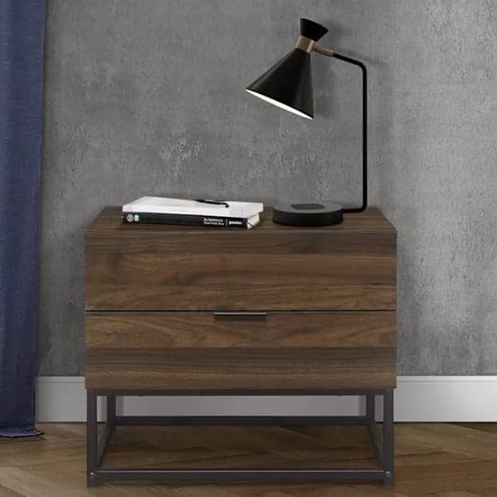Huston Wooden Bedside Cabinet With 2 Drawers In Walnut_2