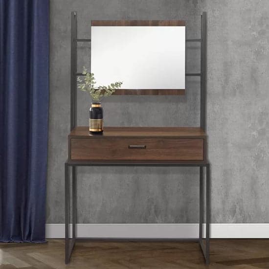 Huston Wooden Dressing Table With Mirror In Walnut_2