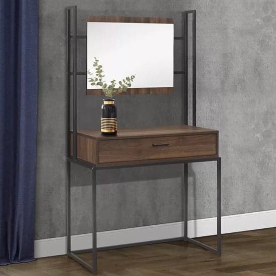 Huston Wooden Dressing Table With Mirror In Walnut