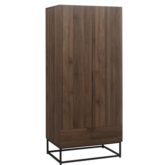 Huston Wooden Wardrobe With 2 Doors And 1 Drawer In Walnut_3