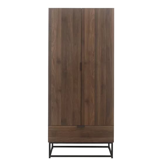 Huston Wooden Wardrobe With 2 Doors And 1 Drawer In Walnut_4