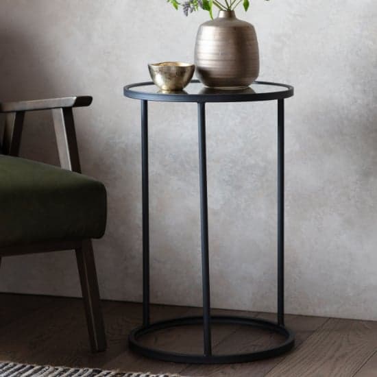 Hutten Clear Glass Side Table With Black Metal Frame_1