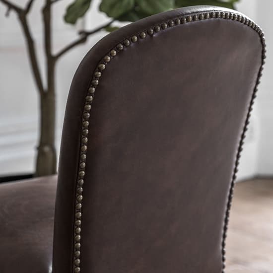 Hyeres Antique Brown Leather Dining Chairs In Pair_4