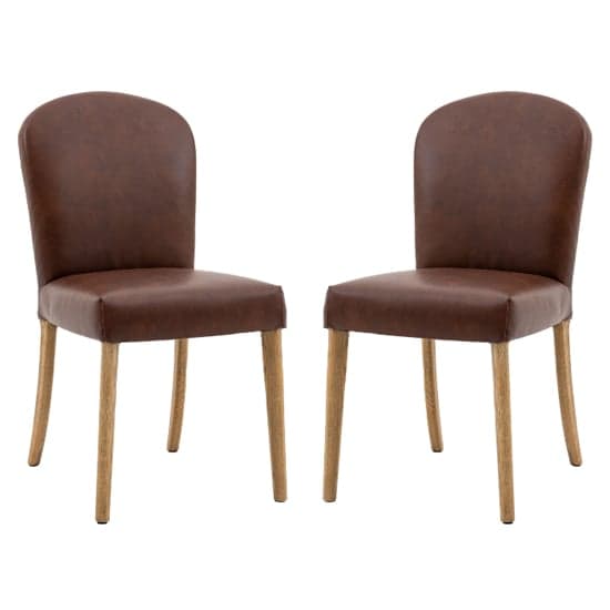 Hyeres Antique Brown Leather Dining Chairs In Pair_1