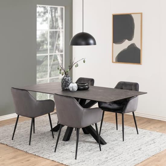 Hyeres Ceramic Dining Table In Black With Matt Black Legs_5