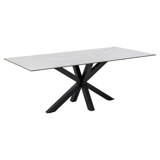Hyeres Ceramic Dining Table In White With Matt Black Legs_1