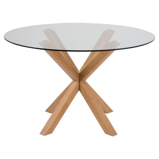 Hyeres Clear Glass Dining Table Round Large With Oak Legs_2