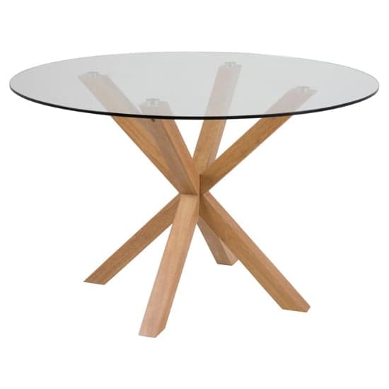 Hyeres Clear Glass Dining Table Round Large With Oak Legs_1