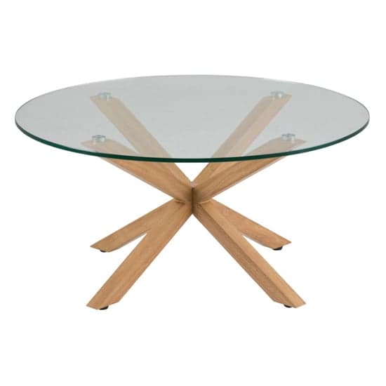 Hyeres Clear Glass Dining Table Round With Oak Legs_2