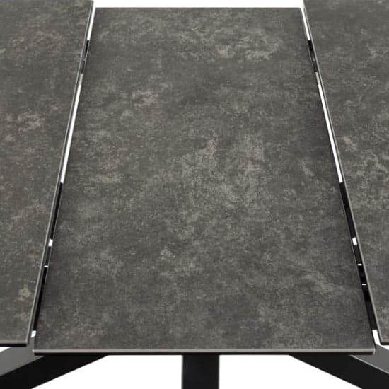 Hyeres Extending Ceramic Dining Table In Black With Black Legs_4